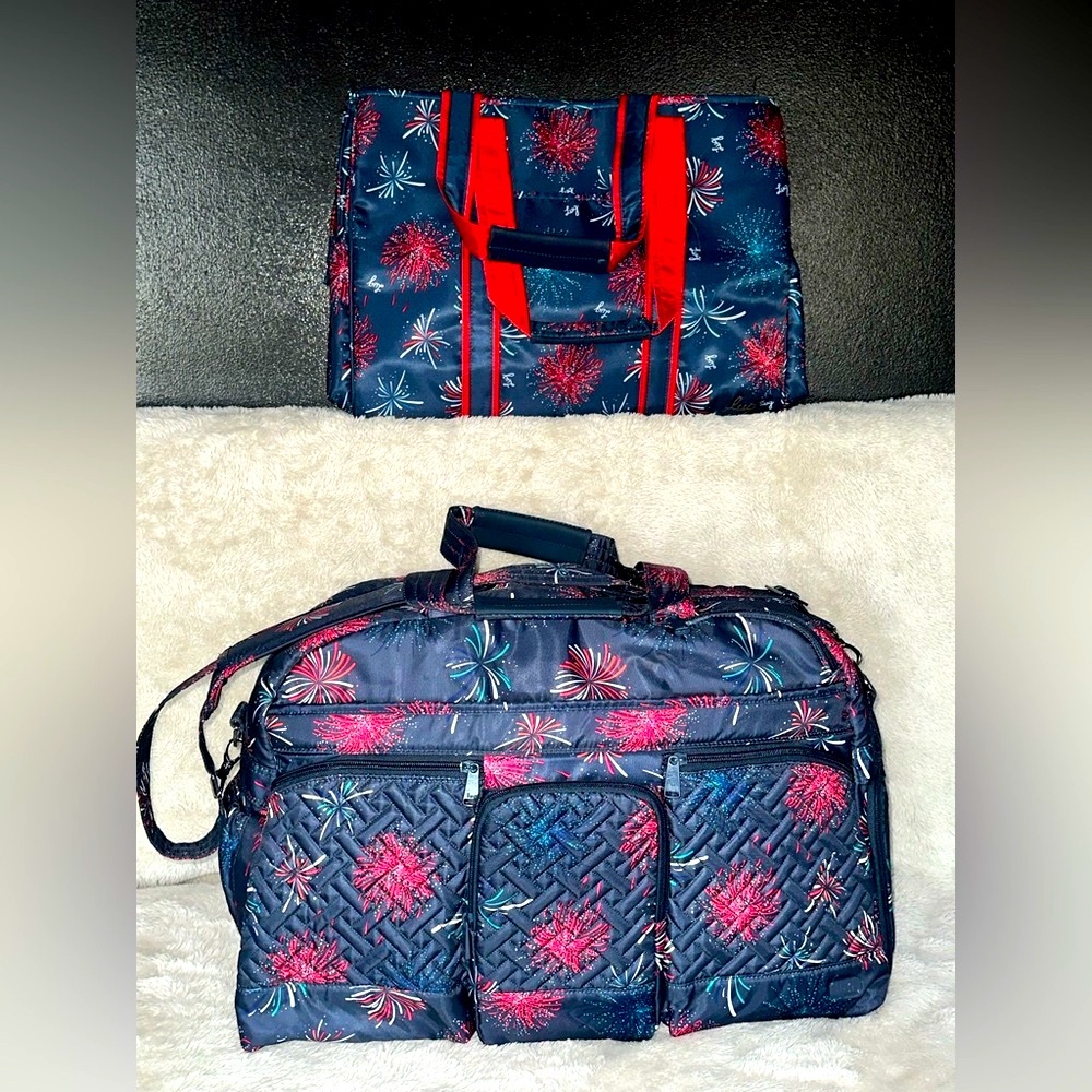 Lug Fireworks Navy Bundle **NWOT Shuttle Bus weekender bag and NWT Rover XL**